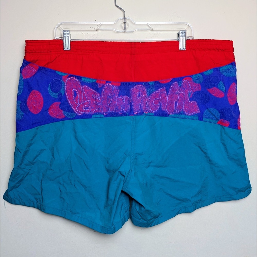 Vintage Ocean Pacific Swim Trunks Neon Bathing Suit Shorts OP 80s 90s Size XL